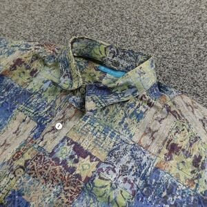 Tori Richard Shirt Mens XL Blue Aloha Hawaiian Cotton Lawn Camp Button Up USA